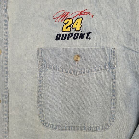 Jeff-Gordon Dupont Button Shirt XL 27x32 Baggy Chambray Denim - Picture 3 of 16